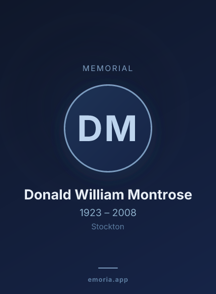 Memorial portrait of Donald William Montrose