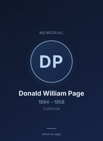 Memorial portrait of Donald William Page