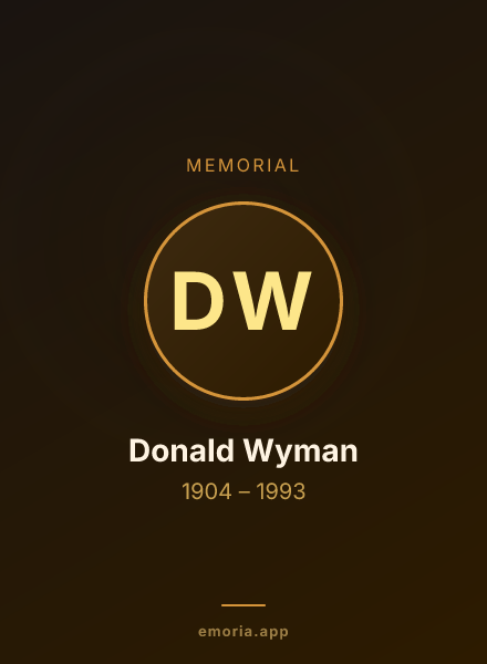 Memorial portrait of Donald Wyman