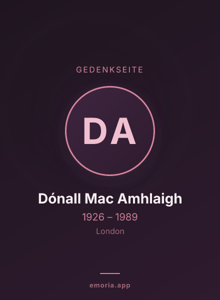 Gedenkportrait von Dónall Mac Amhlaigh