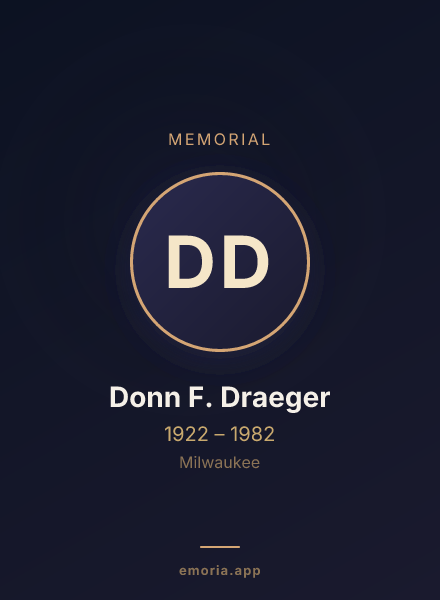 Memorial portrait of Donn F. Draeger