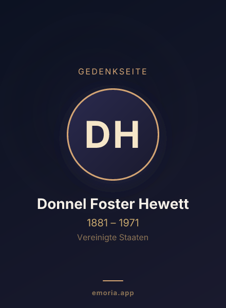 Gedenkportrait von Donnel Foster Hewett