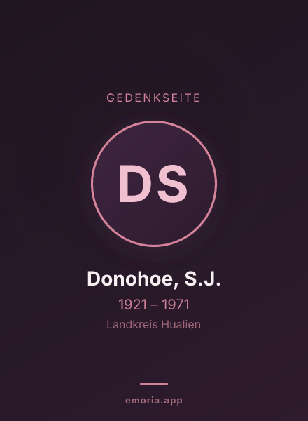Gedenkportrait von Donohoe, S.J.