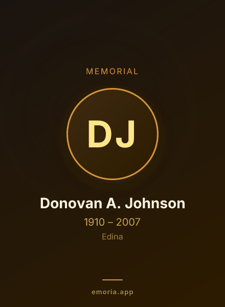 Memorial portrait of Donovan A. Johnson