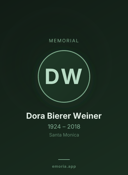 Memorial portrait of Dora Bierer Weiner