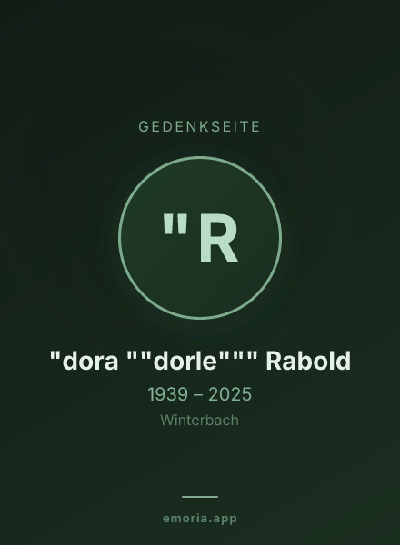 Gedenkportrait von "dora ""dorle""" Rabold