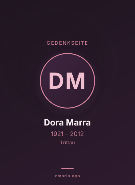 Gedenkportrait von Dora Marra