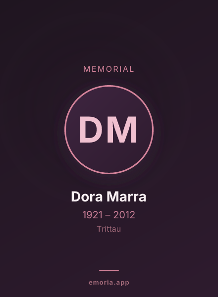 Memorial portrait of Dora Marra