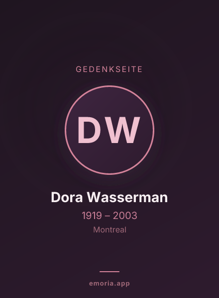 Gedenkportrait von Dora Wasserman