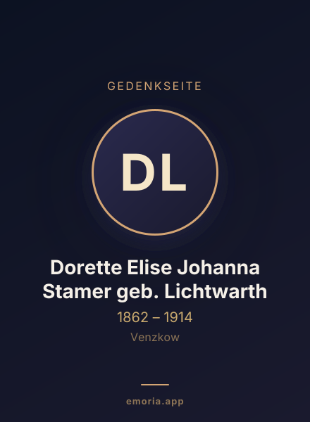Gedenkportrait von Dorette Elise Johanna Stamer geb. Lichtwarth