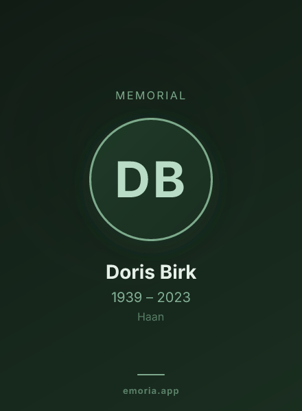 Memorial portrait of Doris Birk