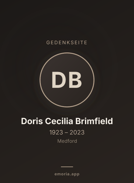Gedenkportrait von Doris Cecilia Brimfield