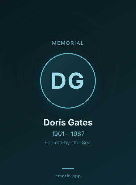 Memorial portrait of Doris Gates