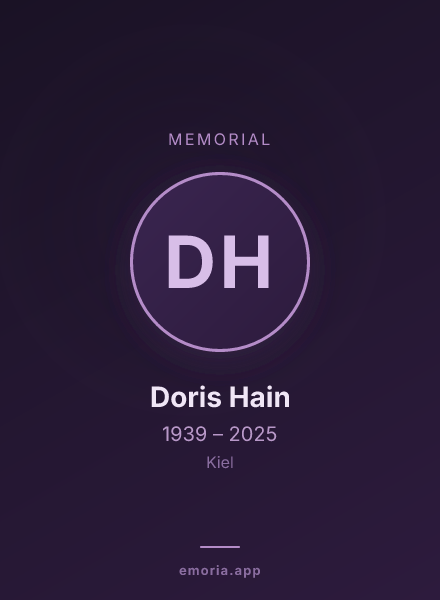 Memorial portrait of Doris Hain