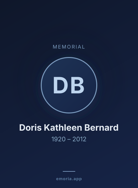 Memorial portrait of Doris Kathleen Bernard