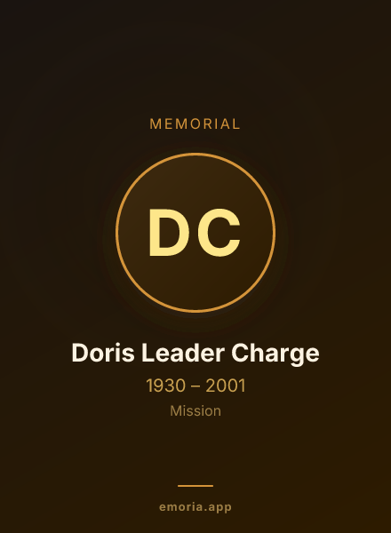 Memorial portrait of Doris Leader Charge
