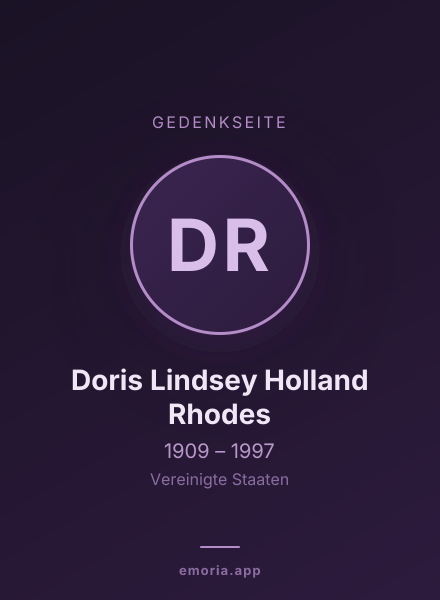 Gedenkportrait von Doris Lindsey Holland Rhodes