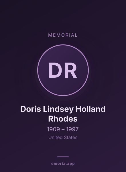 Memorial portrait of Doris Lindsey Holland Rhodes