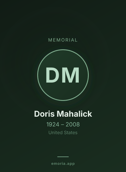 Memorial portrait of Doris Mahalick