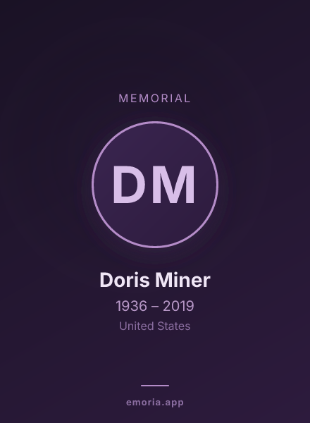 Memorial portrait of Doris Miner