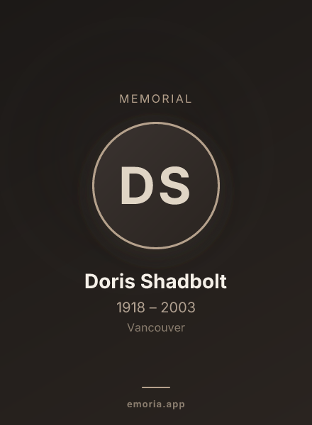 Memorial portrait of Doris Shadbolt