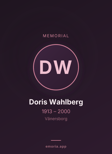 Memorial portrait of Doris Wahlberg