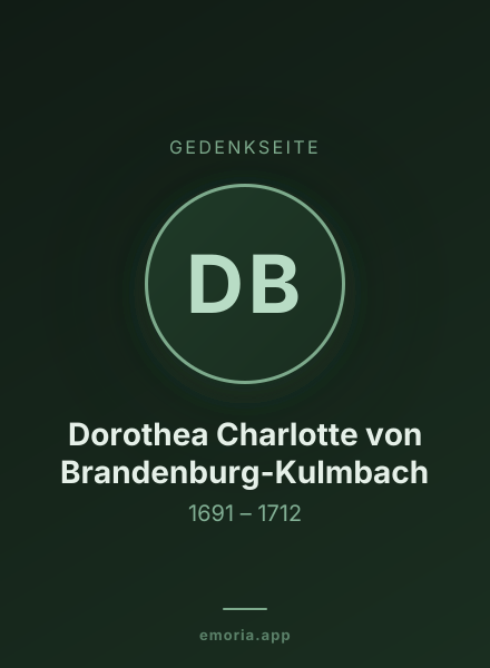 Gedenkportrait von Dorothea Charlotte von Brandenburg-Kulmbach