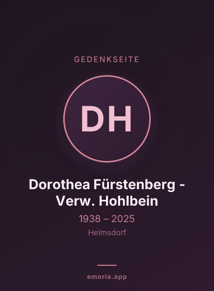 Gedenkportrait von Dorothea Fürstenberg - Verw. Hohlbein