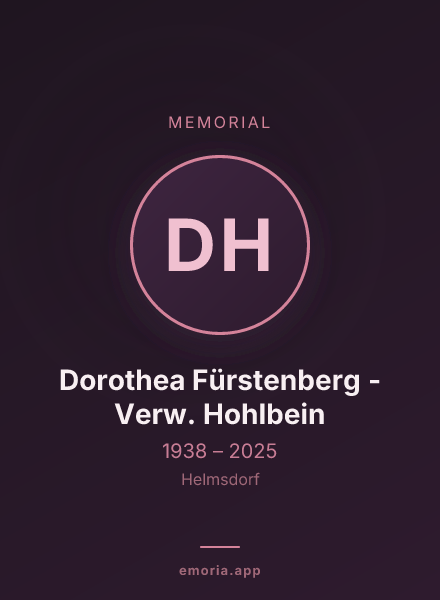 Memorial portrait of Dorothea Fürstenberg - Verw. Hohlbein