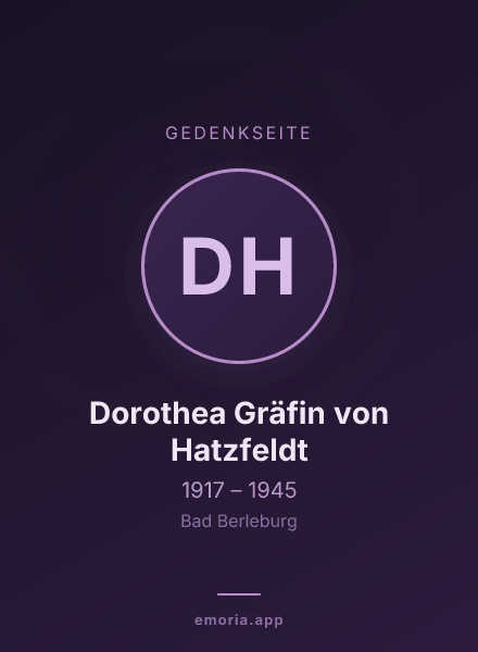 Gedenkportrait von Dorothea Gräfin von Hatzfeldt