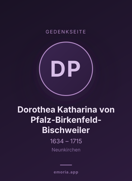 Gedenkportrait von Dorothea Katharina von Pfalz-Birkenfeld-Bischweiler