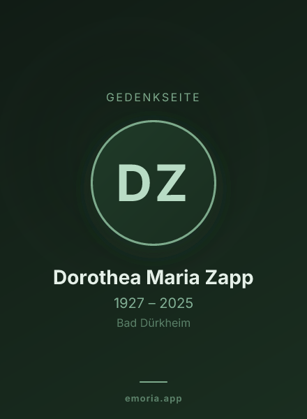 Gedenkportrait von Dorothea Maria Zapp