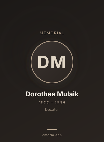 Memorial portrait of Dorothea Mulaik