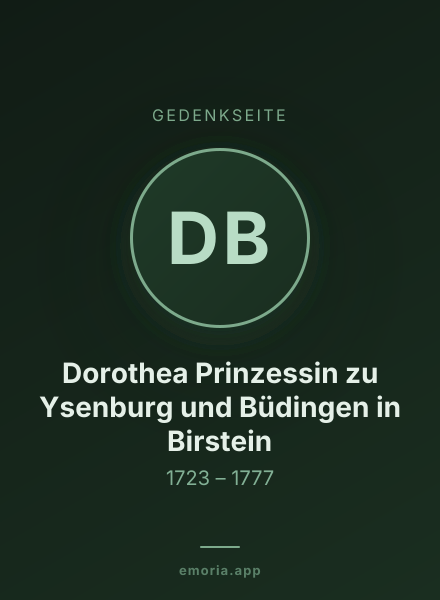 Gedenkportrait von Dorothea Prinzessin zu Ysenburg und Büdingen in Birstein