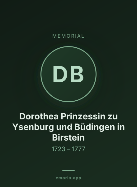 Memorial portrait of Dorothea Prinzessin zu Ysenburg und Büdingen in Birstein