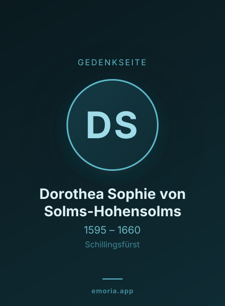 Gedenkportrait von Dorothea Sophie von Solms-Hohensolms