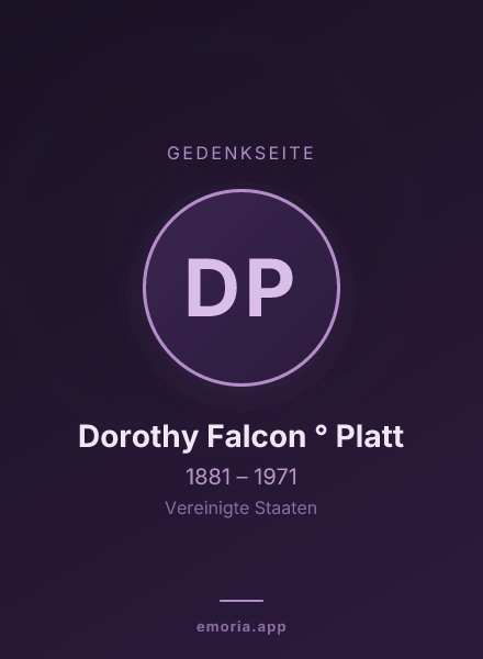 Gedenkportrait von Dorothy Falcon ° Platt