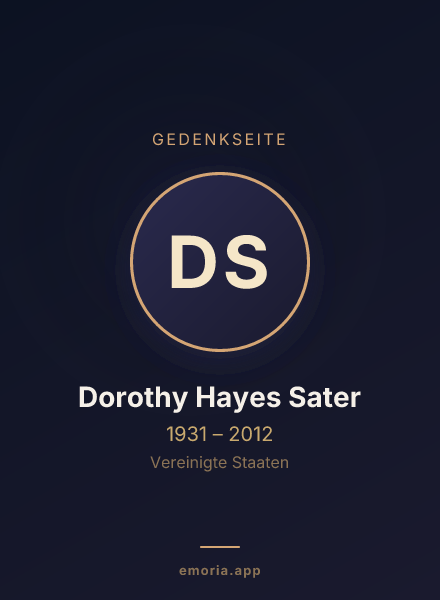 Gedenkportrait von Dorothy Hayes Sater