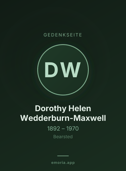 Gedenkportrait von Dorothy Helen Wedderburn-Maxwell