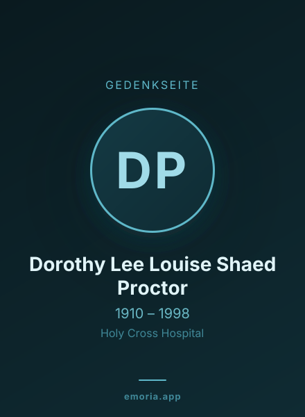Gedenkportrait von Dorothy Lee Louise Shaed Proctor