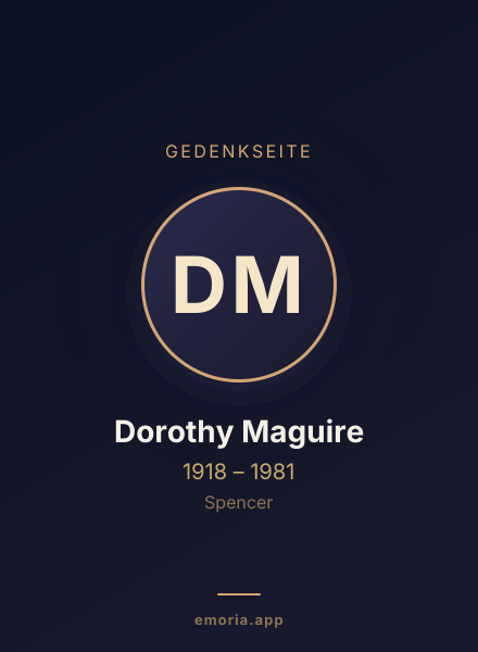 Gedenkportrait von Dorothy Maguire