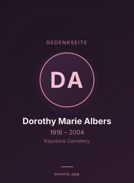 Gedenkportrait von Dorothy Marie Albers