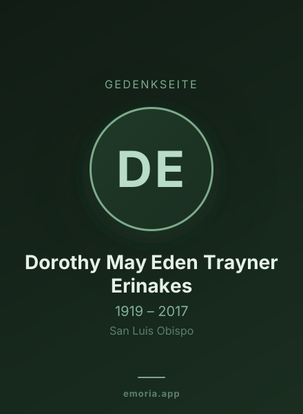 Gedenkportrait von Dorothy May Eden Trayner Erinakes
