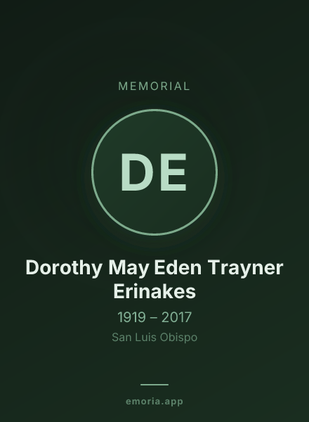 Memorial portrait of Dorothy May Eden Trayner Erinakes