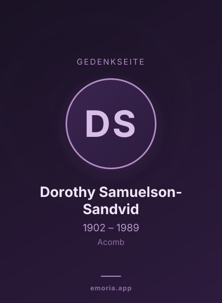 Gedenkportrait von Dorothy Samuelson-Sandvid