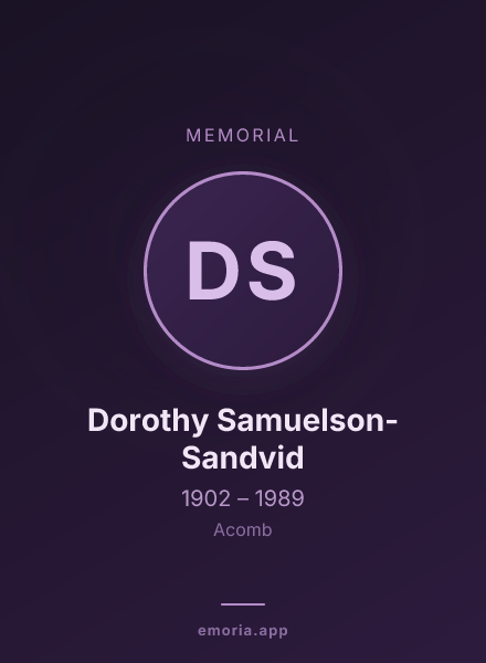 Memorial portrait of Dorothy Samuelson-Sandvid