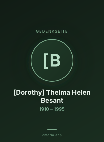 Gedenkportrait von [Dorothy] Thelma Helen Besant