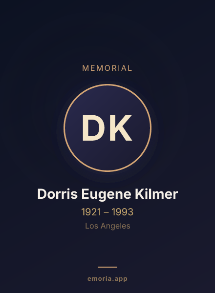 Memorial portrait of Dorris Eugene Kilmer