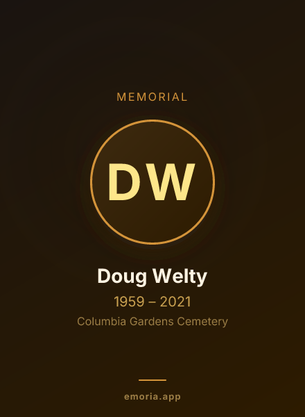 Memorial portrait of Doug Welty