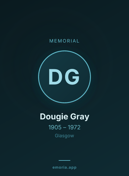 Memorial portrait of Dougie Gray